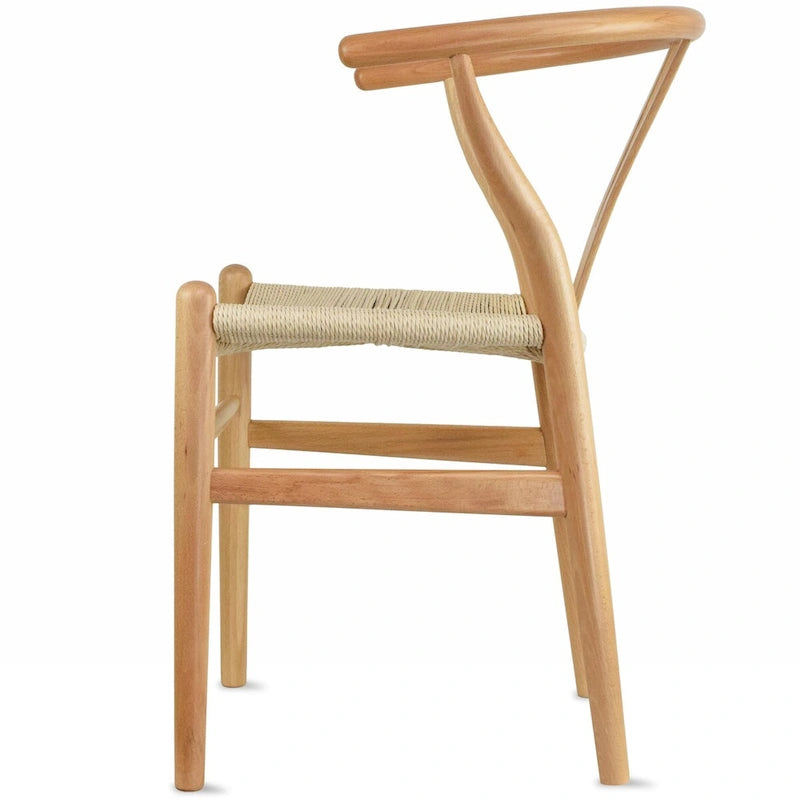 Lot de 2 chaises de salle à manger modernes en bois avec accoudoirs et assise en chanvre pour la maison, le restaurant, le bureau, la cuisine