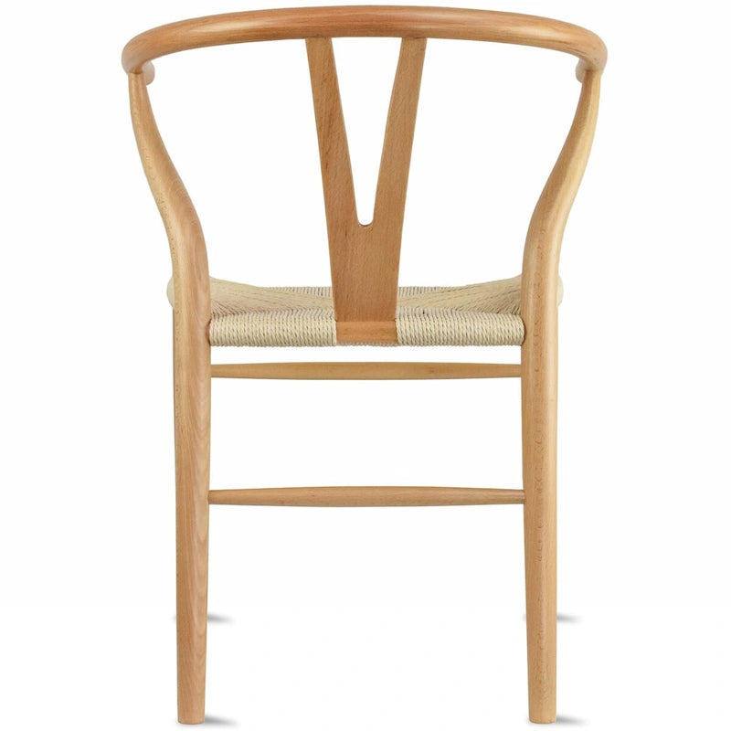 Lot de 2 chaises de salle à manger modernes en bois avec accoudoirs et assise en chanvre pour la maison, le restaurant, le bureau, la cuisine