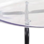 LeisureMod Oyster Chaises de salle à manger transparentes (lot de 2) - Empilables, dossier incurvé, avec pieds en acier inoxydable noir pour cuisine ou salle à manger