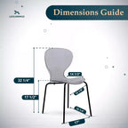 LeisureMod Oyster Chaises de salle à manger transparentes (lot de 2) - Empilables, dossier incurvé, avec pieds en acier inoxydable noir pour cuisine ou salle à manger