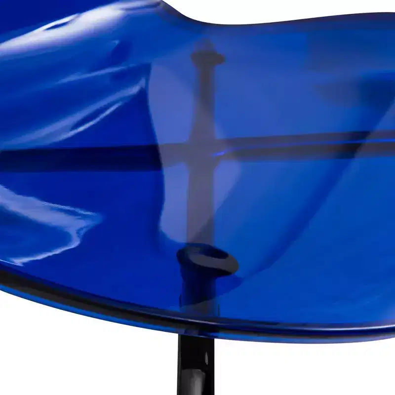 LeisureMod Oyster Chaises de salle à manger transparentes (lot de 2) - Empilables, dossier incurvé, avec pieds en acier inoxydable noir pour cuisine ou salle à manger