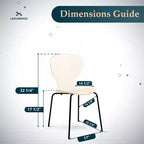 LeisureMod Oyster Chaises de salle à manger transparentes (lot de 2) - Empilables, dossier incurvé, avec pieds en acier inoxydable noir pour cuisine ou salle à manger