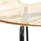LeisureMod Oyster Chaises de salle à manger transparentes (lot de 2) - Empilables, dossier incurvé, avec pieds en acier inoxydable noir pour cuisine ou salle à manger