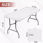 Table pliante 5 pieds portable en plastique PEHD, table rectangulaire intérieure/extérieure avec pieds en acier blanc