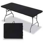 Folding Table 6 Foot Portable HDPE Plastic Indoor Outdoor Rectangular Table with Steel Legs Black