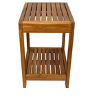 Banc de douche et de bain spa Nordic Teak 18 naturel avec étagère