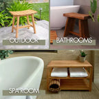 Banc de douche et de bain spa Nordic Teak 18 naturel avec étagère