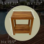 Banc de douche et de bain spa Nordic Teak 18 naturel avec étagère