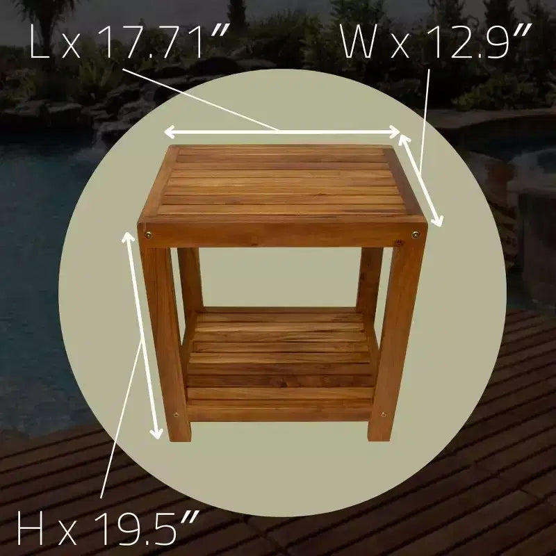 Banc de douche et de bain spa Nordic Teak 18 naturel avec étagère