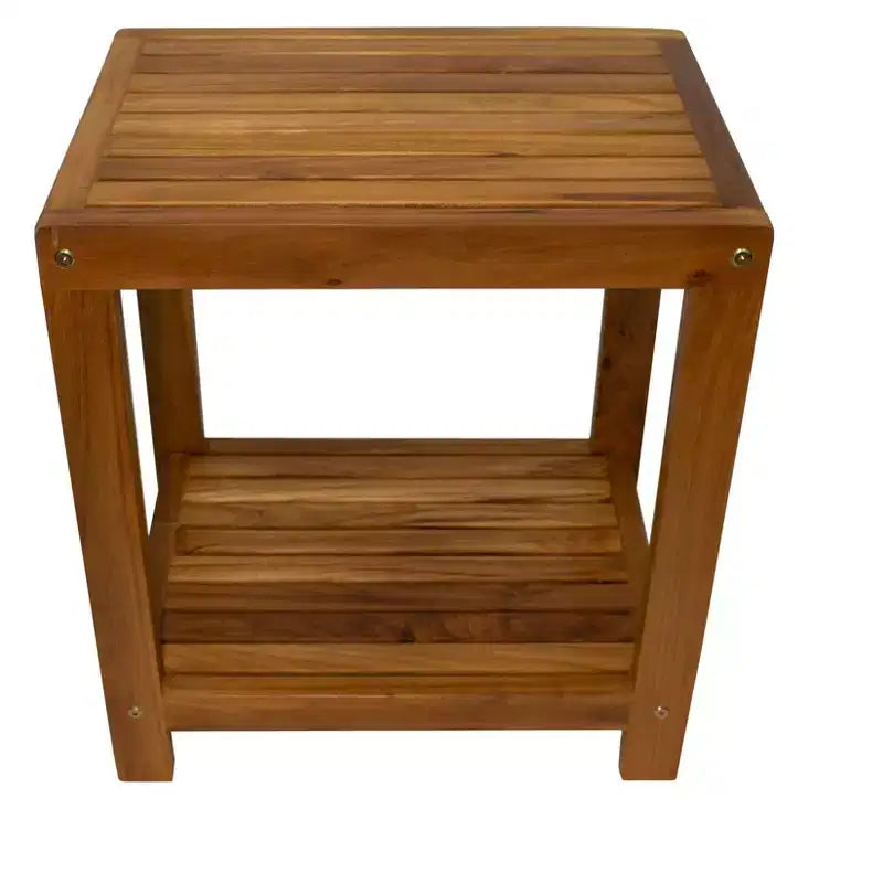 Banc de douche et de bain spa Nordic Teak 18 naturel avec étagère