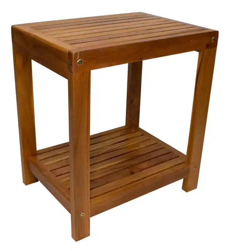 Banc de douche et de bain spa Nordic Teak 18 naturel avec étagère
