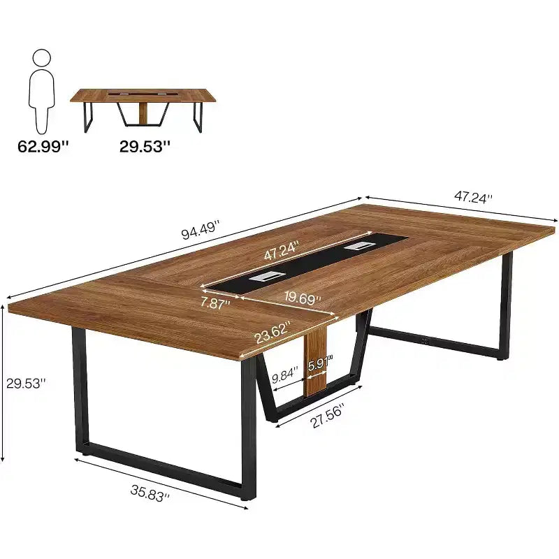 Table de conférence Lantine 8 pi pour 10 personnes pour réunions de bureau