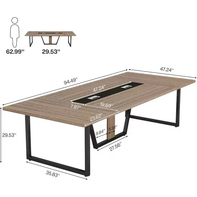 Table de conférence Lantine 8 pi pour 10 personnes pour réunions de bureau