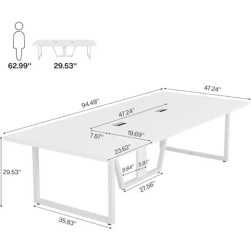 Table de conférence Lantine 8 pi pour 10 personnes pour réunions de bureau
