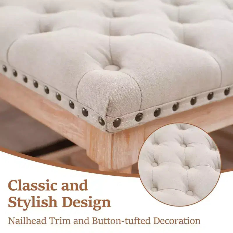 Banc de chevet Hyleory en velours côtelé surdimensionné de 112,5 cm en bois massif, confortable pour chambre, salon et chambre d'allaitement