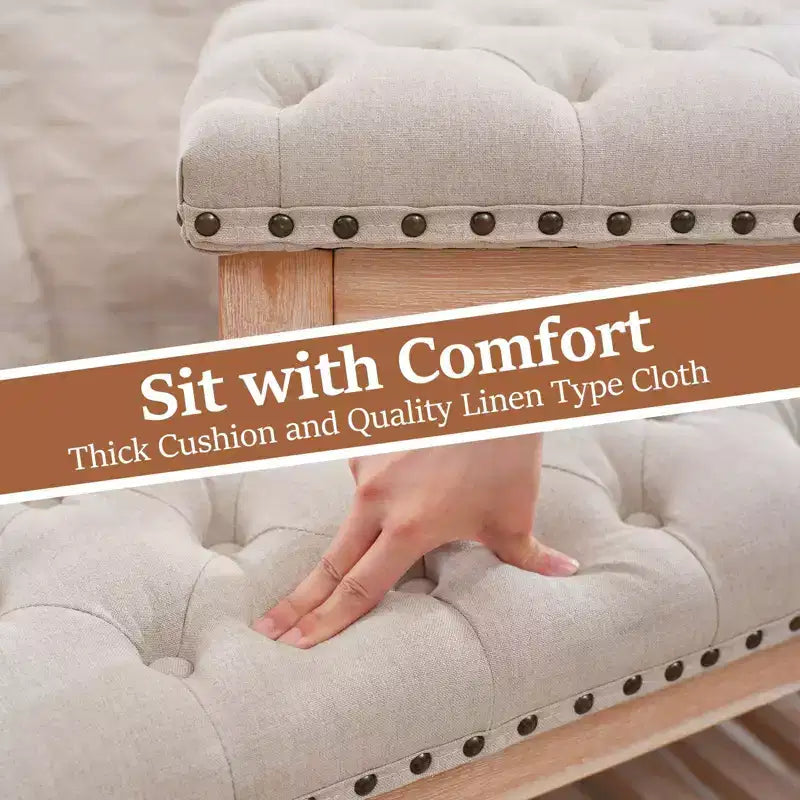 Banc de chevet Hyleory en velours côtelé surdimensionné de 112,5 cm en bois massif, confortable pour chambre, salon et chambre d'allaitement