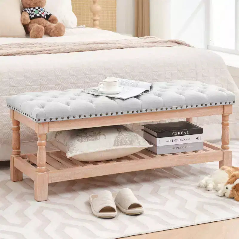 Banc de chevet Hyleory en velours côtelé surdimensionné de 112,5 cm en bois massif, confortable pour chambre, salon et chambre d'allaitement