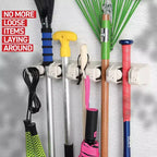 Support mural pour balais et serpillières, lot de 1 ou 2 - Système de rangement pour garage - Organisateur d'outils de jardin avec 5 fentes, 6 crochets, capacité de 3,4 kg par fente - Homeitusa