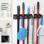 Support mural pour balais et serpillières, lot de 1 ou 2 - Système de rangement pour garage - Organisateur d'outils de jardin avec 5 fentes, 6 crochets, capacité de 3,4 kg par fente - Homeitusa