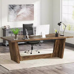 Bureau d'ordinateur de direction Lantine de 70,87 pouces avec piédestal en bois massif