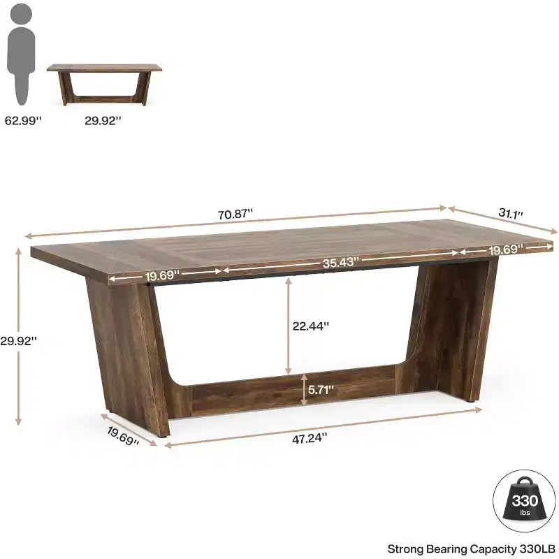 Bureau d'ordinateur de direction Lantine de 70,87 pouces avec piédestal en bois massif