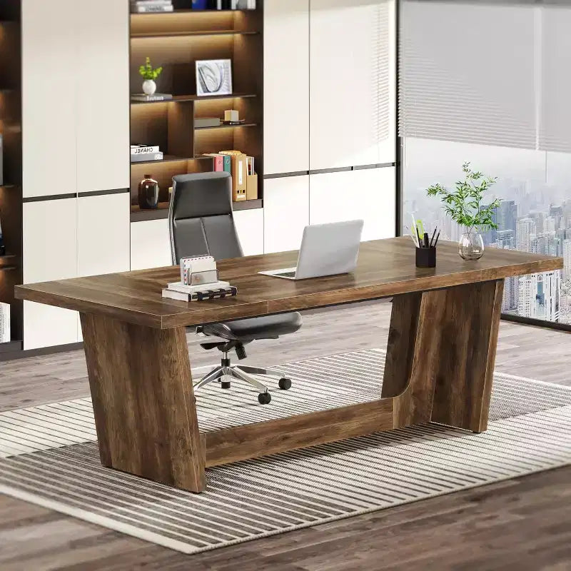 Bureau d'ordinateur de direction Lantine de 70,87 pouces avec piédestal en bois massif