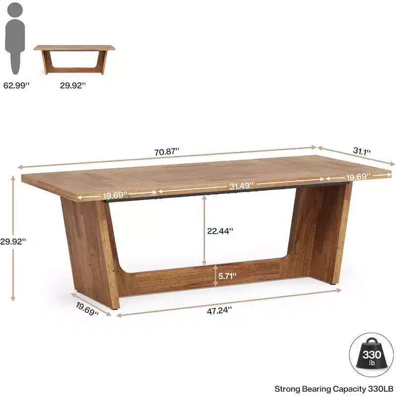 Bureau d'ordinateur de direction Lantine de 70,87 pouces avec piédestal en bois massif