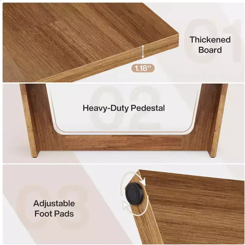 Bureau d'ordinateur de direction Lantine de 70,87 pouces avec piédestal en bois massif