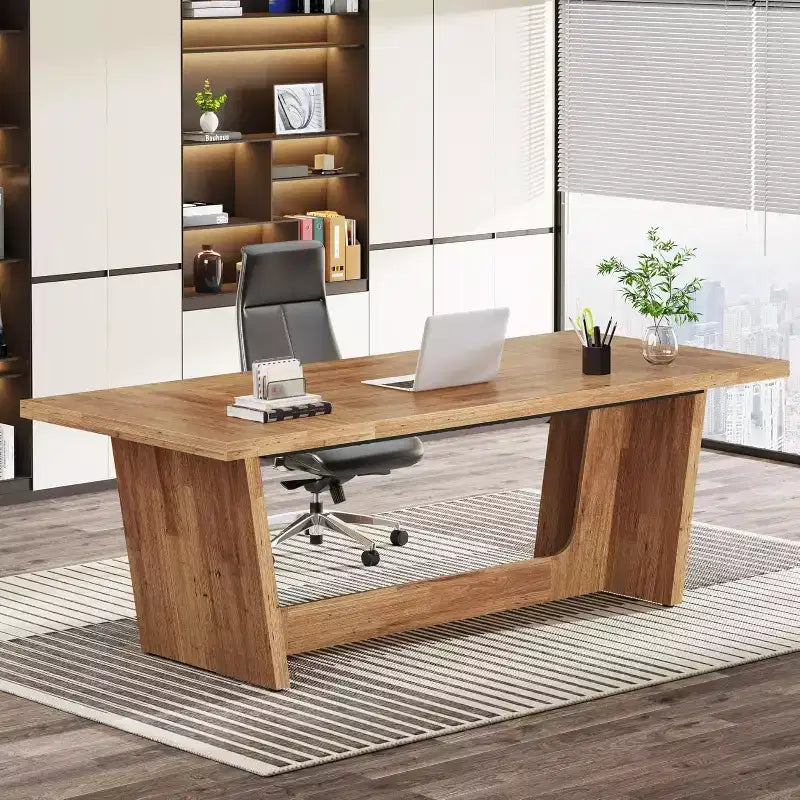 Bureau d'ordinateur de direction Lantine de 70,87 pouces avec piédestal en bois massif