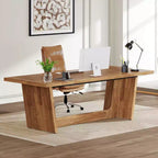 Bureau d'ordinateur de direction Lantine de 70,87 pouces avec piédestal en bois massif