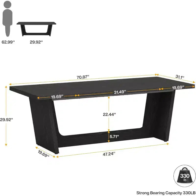 Bureau d'ordinateur de direction Lantine de 70,87 pouces avec piédestal en bois massif