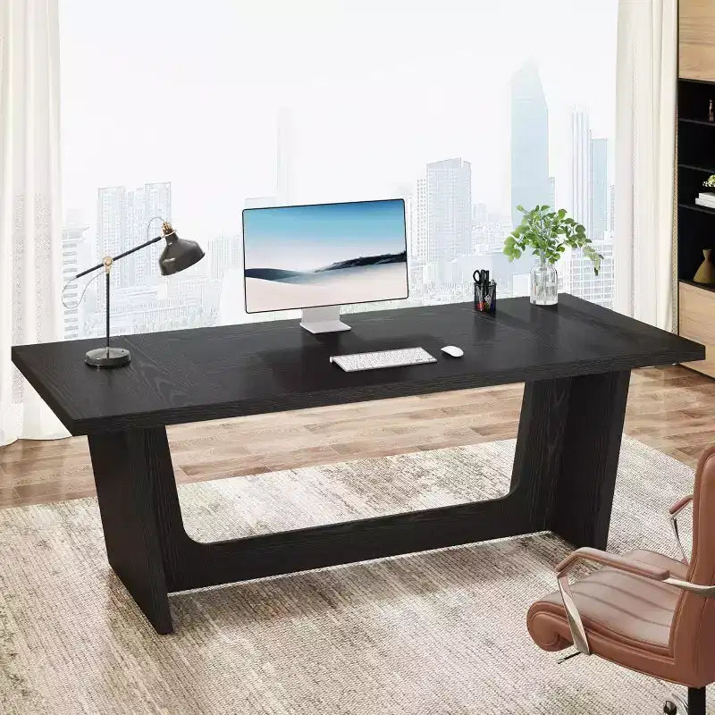 Bureau d'ordinateur de direction Lantine de 70,87 pouces avec piédestal en bois massif