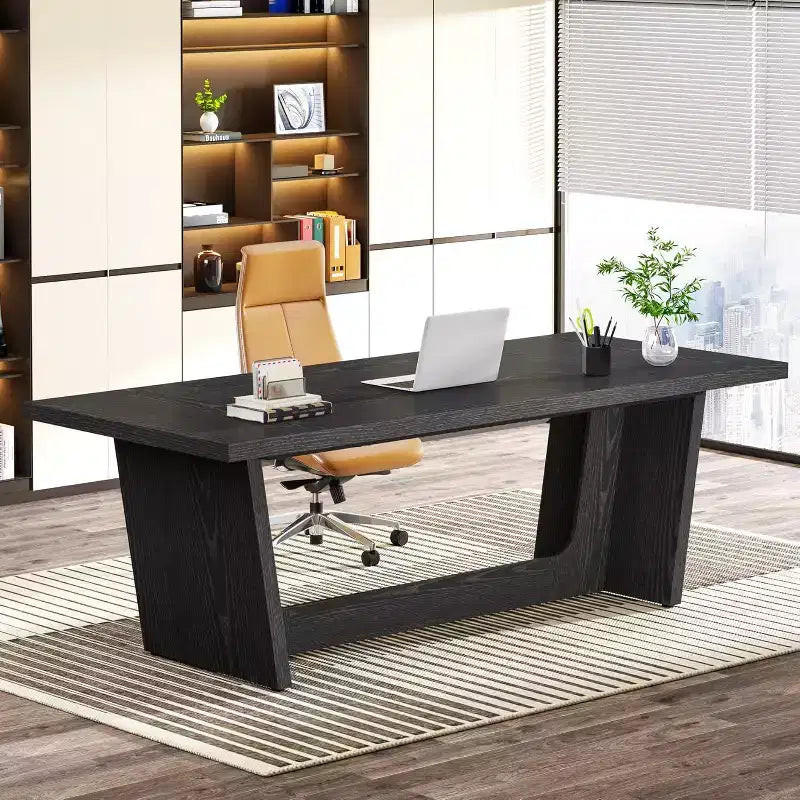 Bureau d'ordinateur de direction Lantine de 70,87 pouces avec piédestal en bois massif