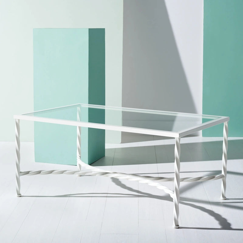 SAFAVIEH Couture Sedighe Table basse en verre - 40 L x 24 P x 18 H - 40L x 24P x 18H