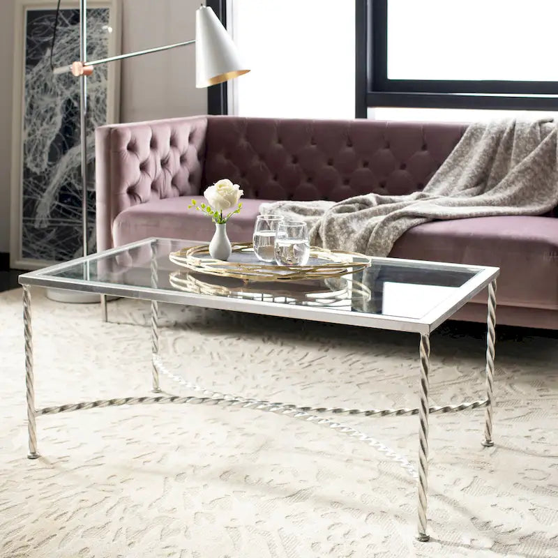 SAFAVIEH Couture Sedighe Table basse en verre - 40 L x 24 P x 18 H - 40L x 24P x 18H