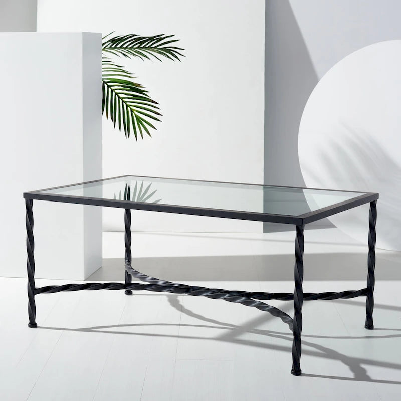 SAFAVIEH Couture Sedighe Table basse en verre - 40 L x 24 P x 18 H - 40L x 24P x 18H