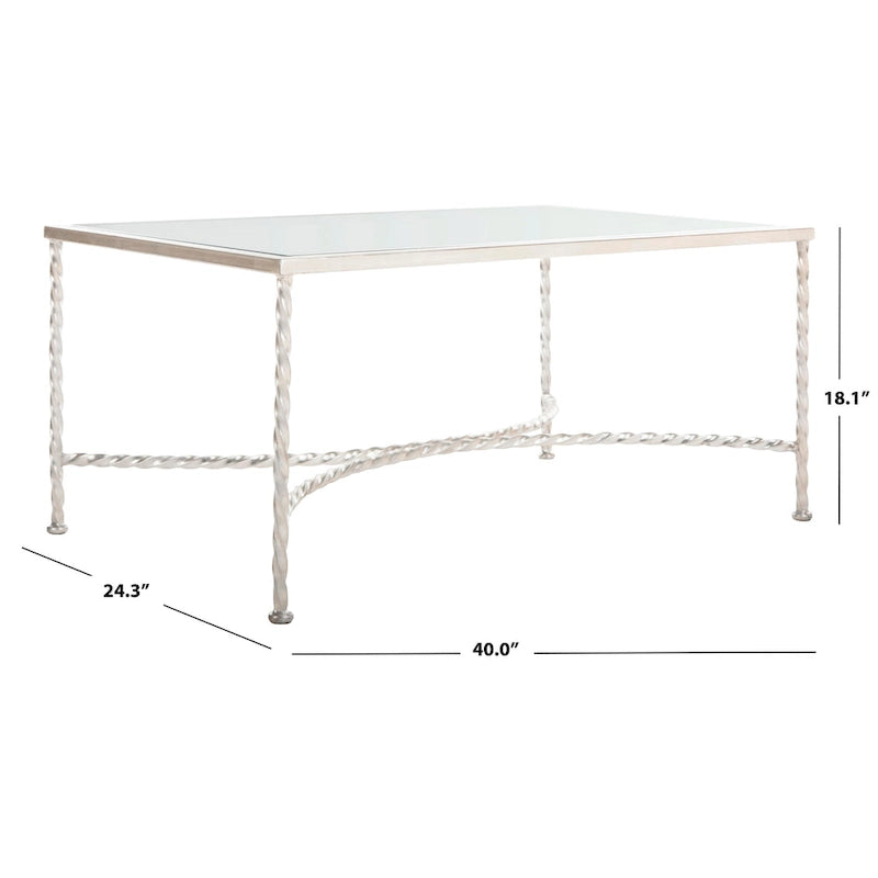 SAFAVIEH Couture Sedighe Table basse en verre - 40 L x 24 P x 18 H - 40L x 24P x 18H