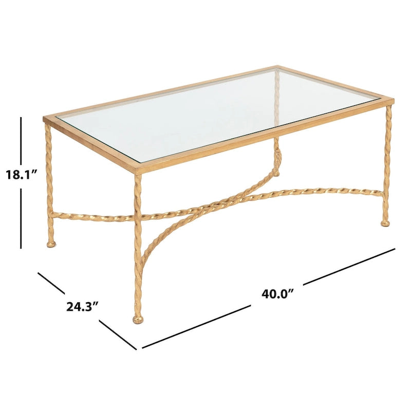 SAFAVIEH Couture Sedighe Table basse en verre - 40 L x 24 P x 18 H - 40L x 24P x 18H