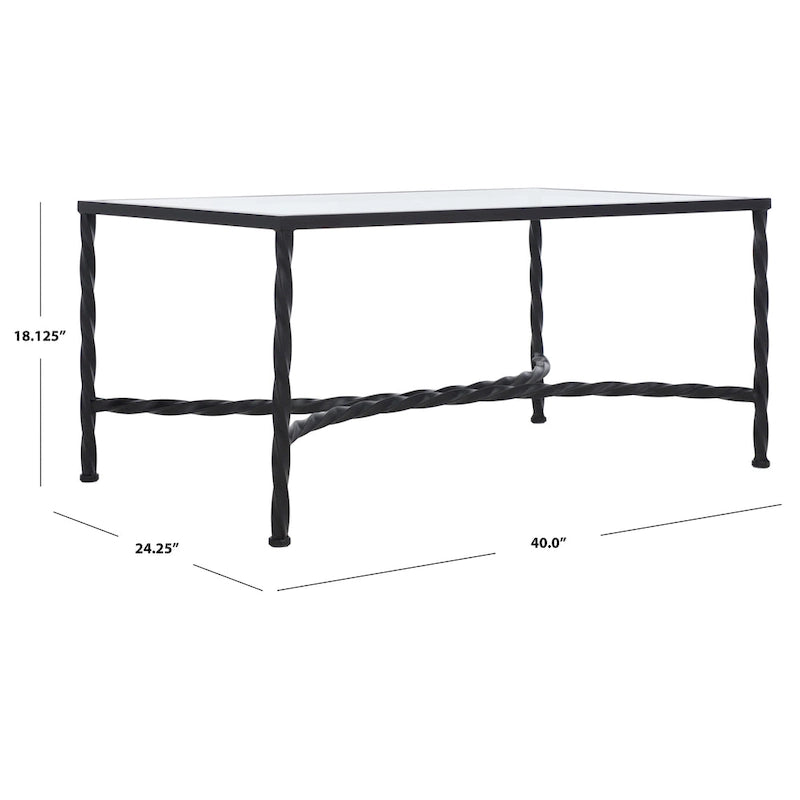 SAFAVIEH Couture Sedighe Table basse en verre - 40 L x 24 P x 18 H - 40L x 24P x 18H