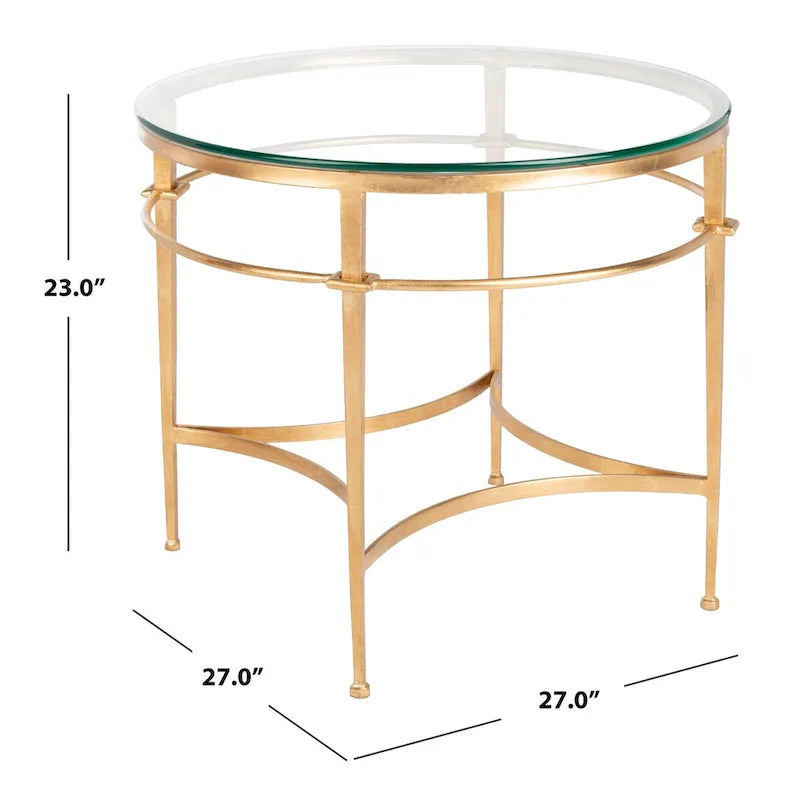 Table d'appoint ronde Safavieh Couture Venie en verre or antique - 27 L x 27 P x 23 H - 27Lx27Px23H