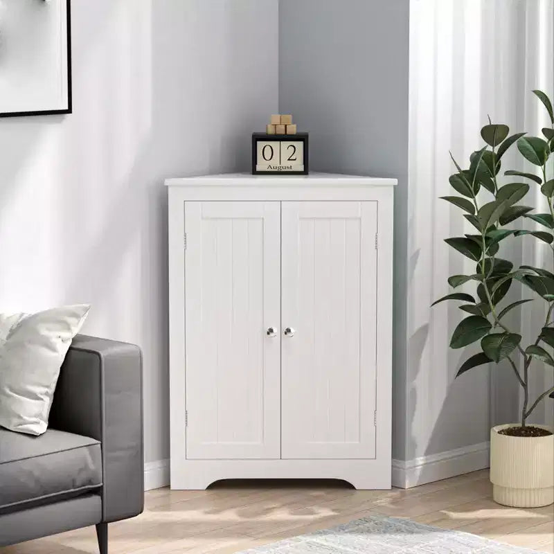 Meuble d'angle sur pied, meuble de rangement d'angle de salle de bain avec étagère réglable, organisateur de meuble étroit autoportant pour salle de bain et salon