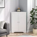 Meuble d'angle sur pied, meuble de rangement d'angle de salle de bain avec étagère réglable, organisateur de meuble étroit autoportant pour salle de bain et salon