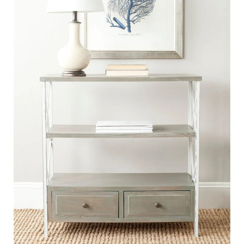 Console de rangement Zenia bleu pâle - 33,9 x 15,2 x 34,8 - 34Lx15Px35H
