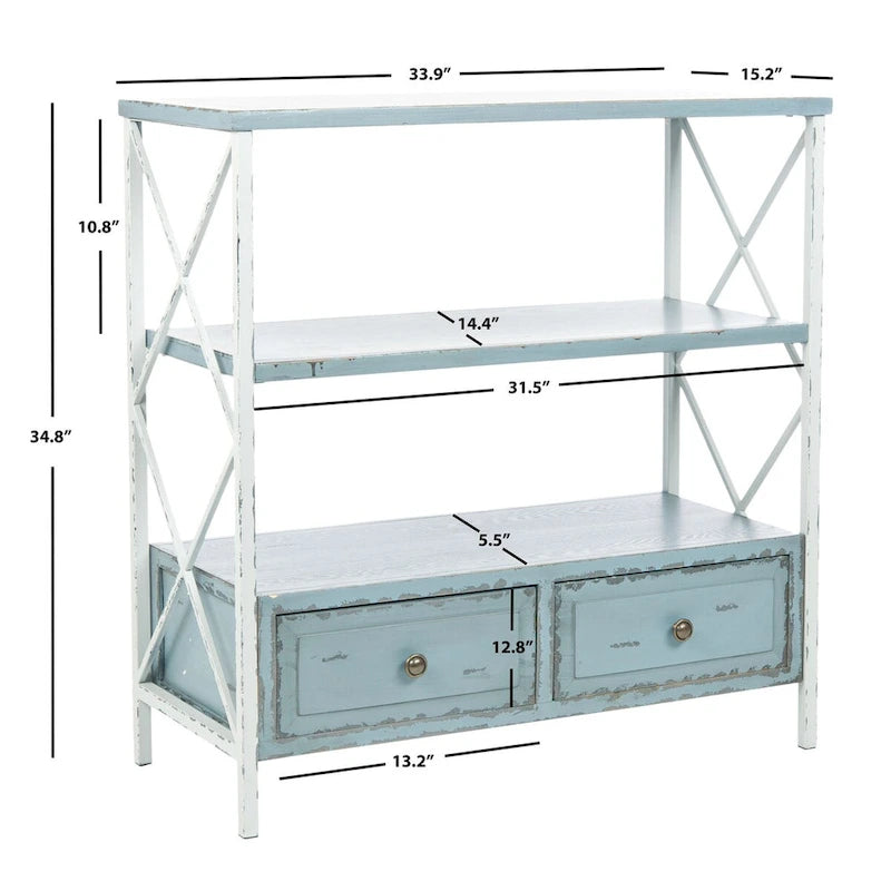 Console de rangement Zenia bleu pâle - 33,9 x 15,2 x 34,8 - 34Lx15Px35H