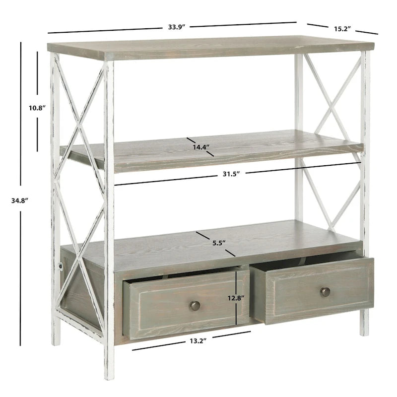 Console de rangement Zenia bleu pâle - 33,9 x 15,2 x 34,8 - 34Lx15Px35H