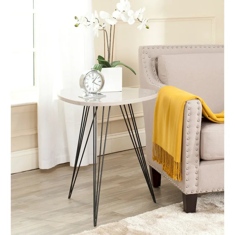 Table d'appoint SAFAVIEH Luann laquée blanc/noir - 19,6 x 19,6 x 23,6 - 20Lx20Px24H