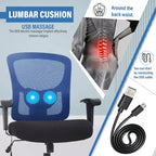Chaise de bureau FDW grande taille avec support lombaire réglable, capacité de 180 kg et fonction de massage pour adultes