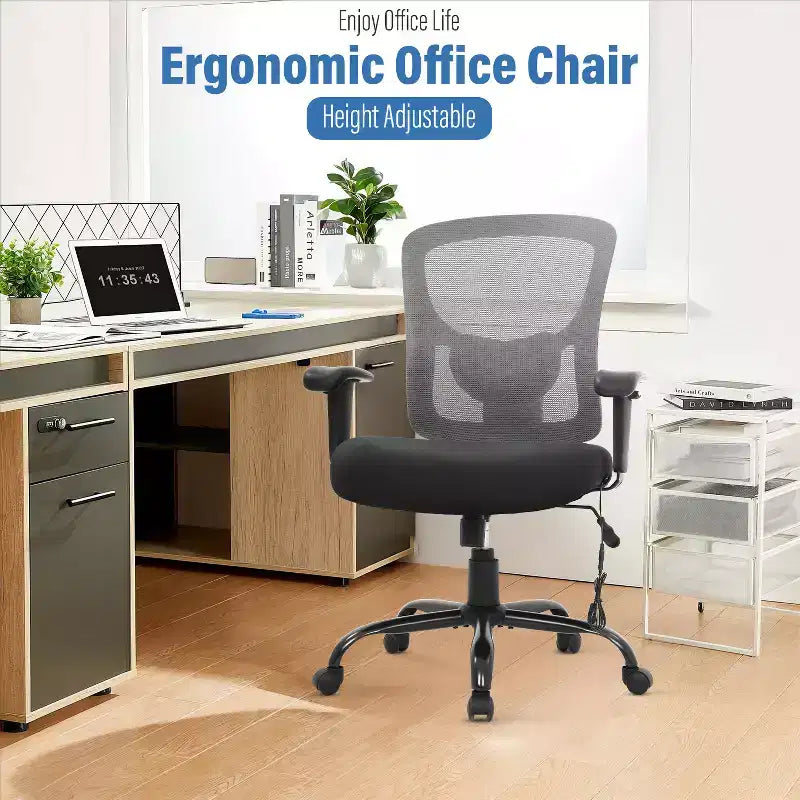 Chaise de bureau FDW grande taille avec support lombaire réglable, capacité de 180 kg et fonction de massage pour adultes