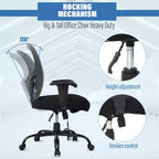 Chaise de bureau FDW grande taille avec support lombaire réglable, capacité de 180 kg et fonction de massage pour adultes