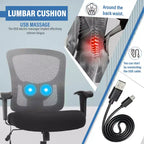 Chaise de bureau FDW grande taille avec support lombaire réglable, capacité de 180 kg et fonction de massage pour adultes